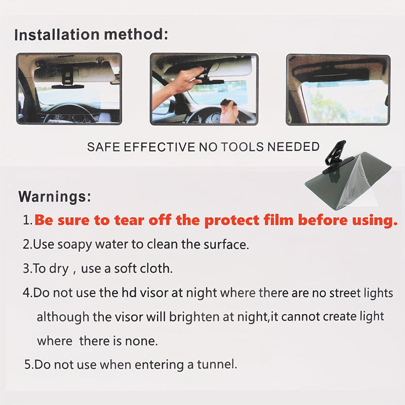 Extensión Polarizada Antideslumbrante para Visera de Coche – Material Acrílico, Bloquea la Luz Desordenada, Reduce la Ceguera por Nieve y Rayos UV, Instalación Fácil con Encaje para Todos los Vehículos, Visera para Coche