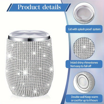 [Vaso Aislado de Acero Inoxidable] Vaso Aislado de Acero Inoxidable de Doble Capa de 12oz/350ml - Brillante, Adecuado para Jugo, Vino Tinto, Agua, Té y Bebidas Festivas