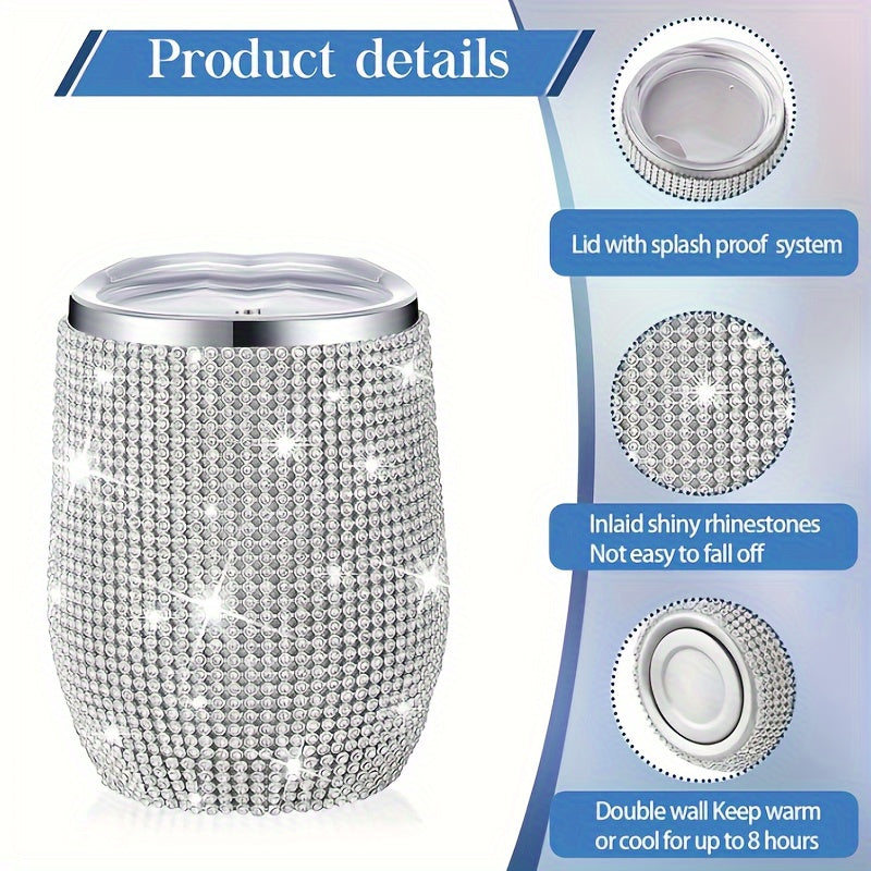 [Vaso Aislado de Acero Inoxidable] Vaso Aislado de Acero Inoxidable de Doble Capa de 12oz/350ml - Brillante, Adecuado para Jugo, Vino Tinto, Agua, Té y Bebidas Festivas