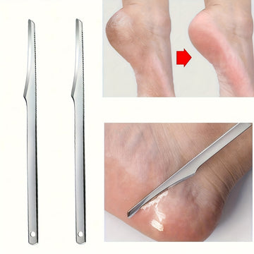 2 Piezas de Raspadores y Removedores de Pedicura de Acero Inoxidable Resistentes - Herramientas Profesionales con Cuchillas Afiladas, Empuñadura Antideslizante para Hogar, Salón o Spa - Sin Batería Necesaria, Fácil de Limpiar y Guardar