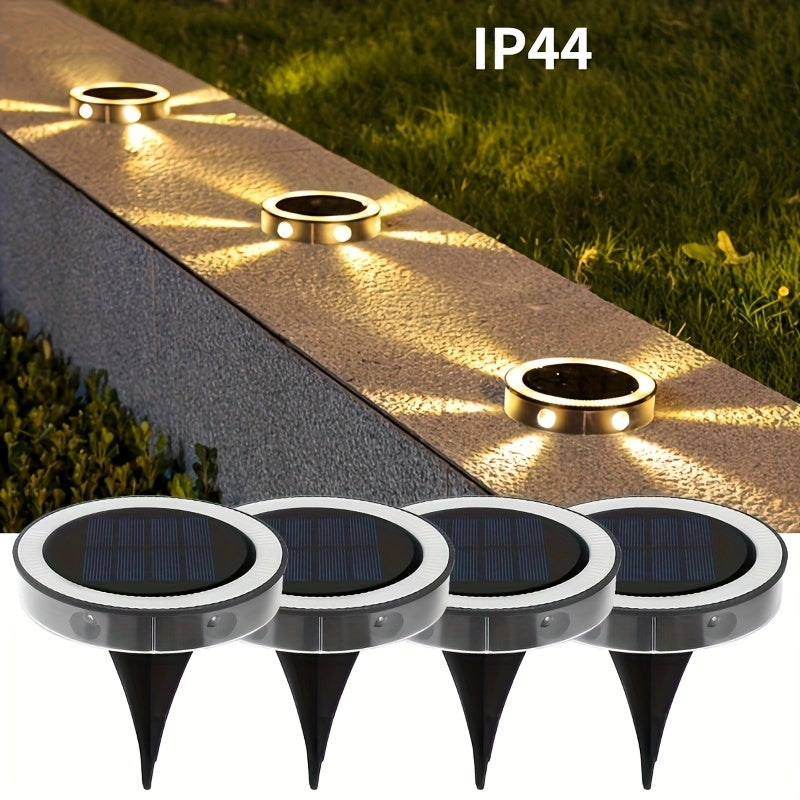 4 luces solares para entierro en tierra, decoración de jardín de patio al aire libre con disposición de pasos solares, luces de enchufe para césped, luces de escaleras