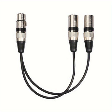 Adaptador de Cable XLR de Aleación de Zinc de 11.81" de 1 a 2 con Tres Núcleos, Cable de Conexión XLR Macho y Hembra, Cable Divisor XLR Adecuado para Consolas de Mezcla, Micrófonos, Altavoces, Amplificadores, Controladores de Luz de Escenario