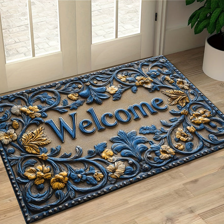 Felpudo de Bienvenida con Líneas Abstractas Chic - Patrón Botánico, Antideslizante y Lavable a Máquina, Alfombra de Poliéster para Decoración del Hogar y Exterior - Perfecto para Entrada, Dormitorio, Balcón - Regalo Ideal de Navidad