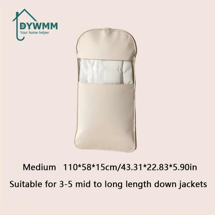 Bolsa Colgante para Ahorrar Espacio DYWMM con Cremallera de Auto-compresión - Organizador de Armario de Alta Calidad Compresado al 40% para Abrigos y Ropa, Bolsa de Almacenamiento de Tela Duradera (Beige/Rosa)