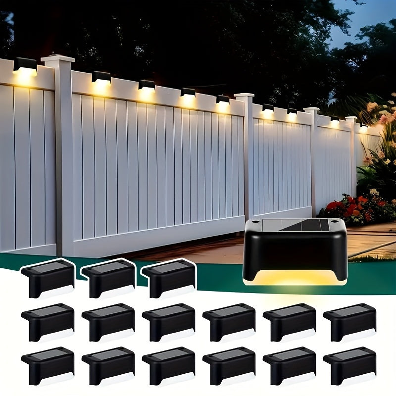 Paquete de 16 Luces Solares para Exteriores, Iluminación LED para Escaleras, Decoración de Balcón, Vallas y Jardines, Caminos de Villa y Paredes