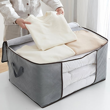Bolsa de almacenamiento extra grande plegable - Organizador de tela resistente para ropa, cobijas y más - Ideal para dormitorio, residencias estudiantiles y viajes - Gris