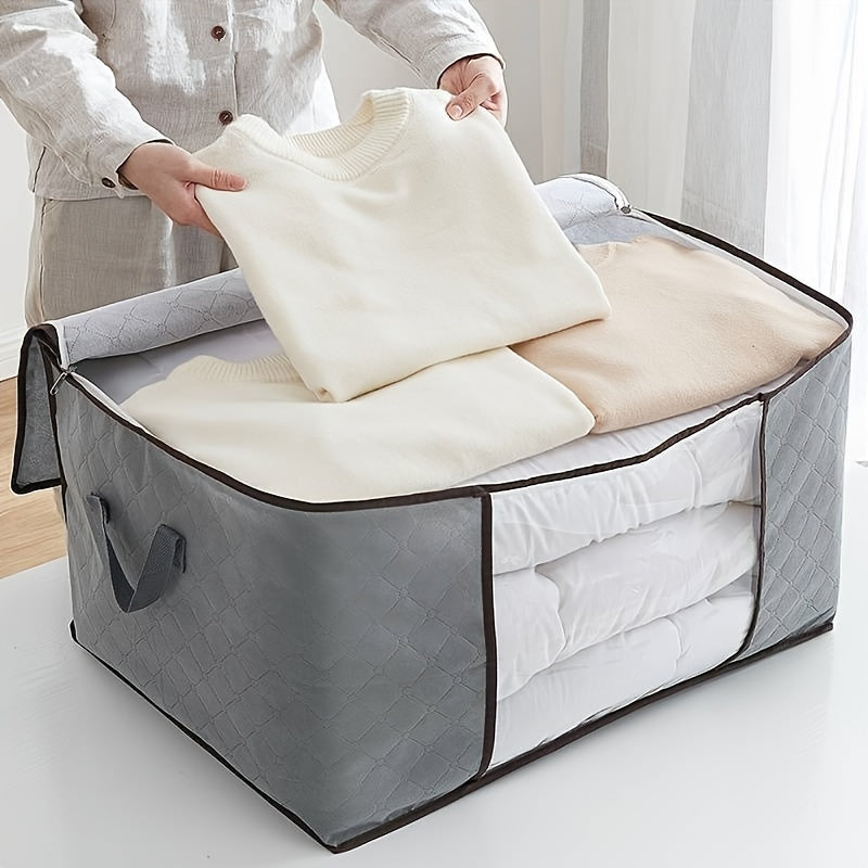 Bolsa de almacenamiento extra grande plegable - Organizador de tela resistente para ropa, cobijas y más - Ideal para dormitorio, residencias estudiantiles y viajes - Gris
