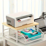 Soporte Moderno para Microondas de Cocina con 1/2 Cajón - Estructura Robusta en Madera Sólida y Metal, Organizador de Encimera Ahorrador de Espacio para Electrodomésticos, Utensilios, Platos y Vajillas - Diseño Estilo, Construcción Duradera