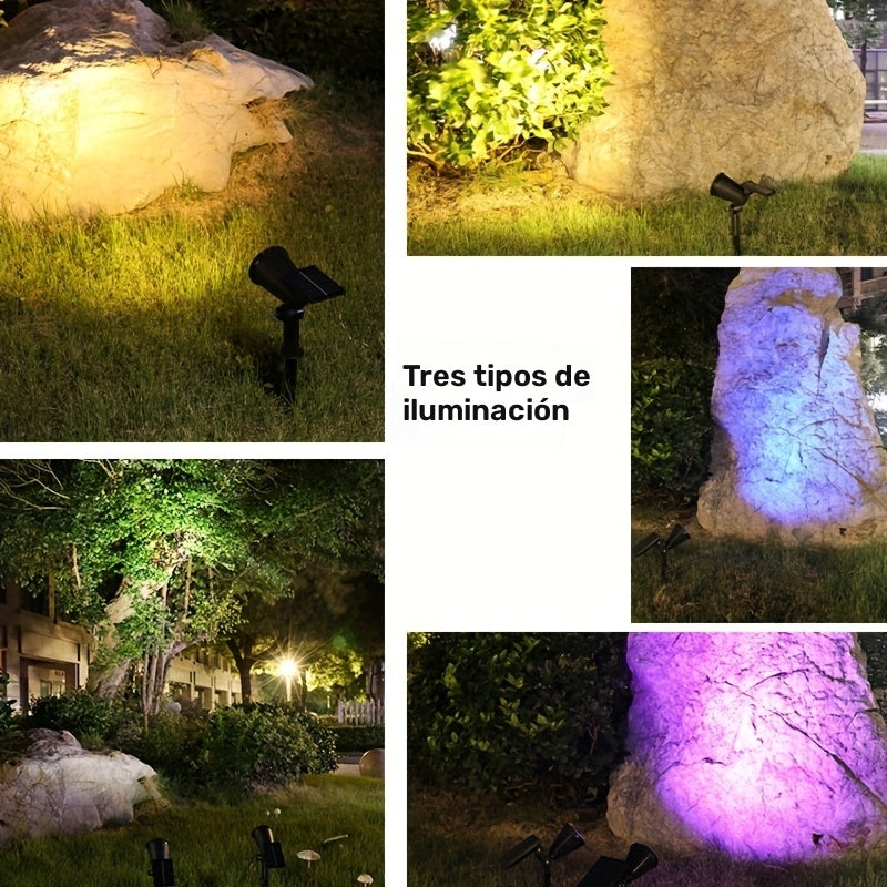 Focos LED solares para jardín, 1 unidad de luz LED de 9 LED de bajo consumo con sensor de luz, montaje semi empotrado de material de acrilonitrilo butadieno estireno, acabado pulido, desmontable, forma de foco, adorno de cristal, batería de litio con car