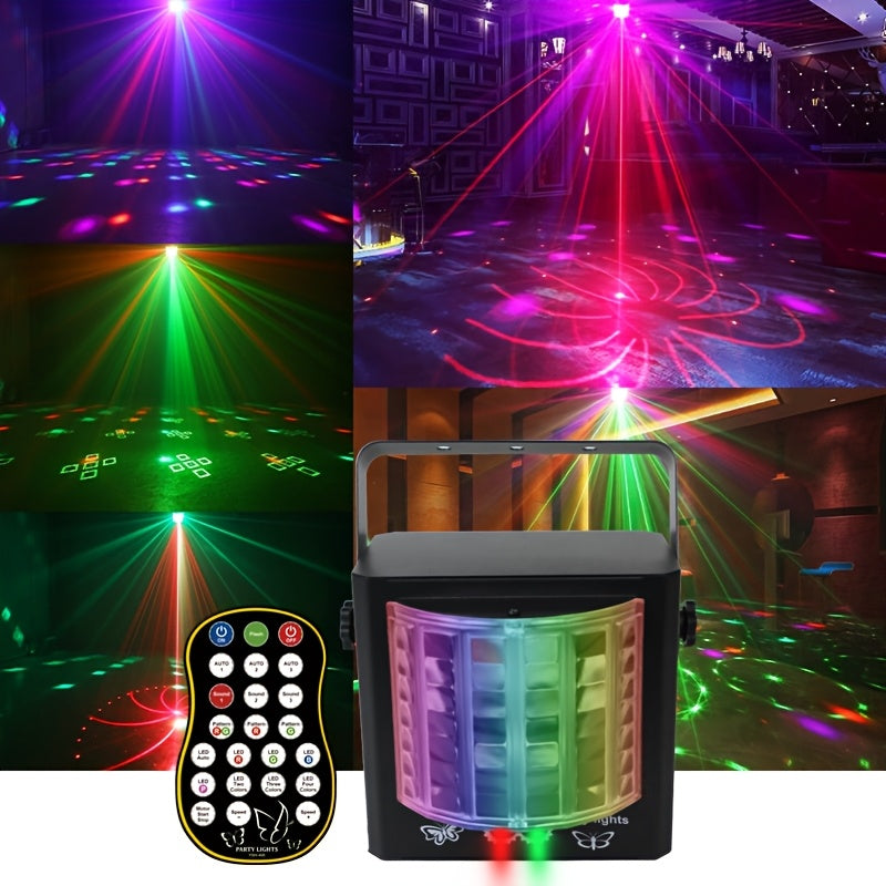 Luces disco LED con control de ritmo por sonido, luces láser para fiestas KTV con carcasa metálica, control remoto, ideales para habitaciones, salas y iluminación DJ interior, perfectas para decorar en días festivos