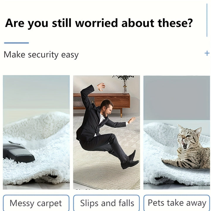 12pcs/32pcs/34pcs Fijador Avanzado Antideslizante para Alfombras, Pegatina Antideslizante Lavable de Doble Cara - Negro, Adecuado para Alfombras de Salón, Comedor y Baño - Evita Deslizamientos y Bordes Rizados