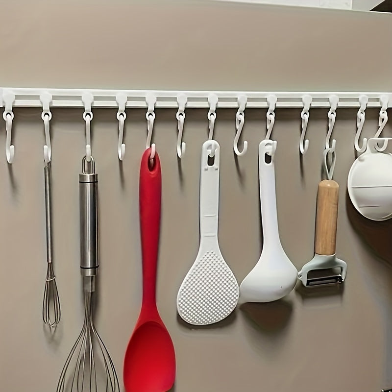 Organizador de cocina fácil de instalar con ganchos deslizantes - No requiere taladro, adhesivo para fácil organización, ganchos utilitarios