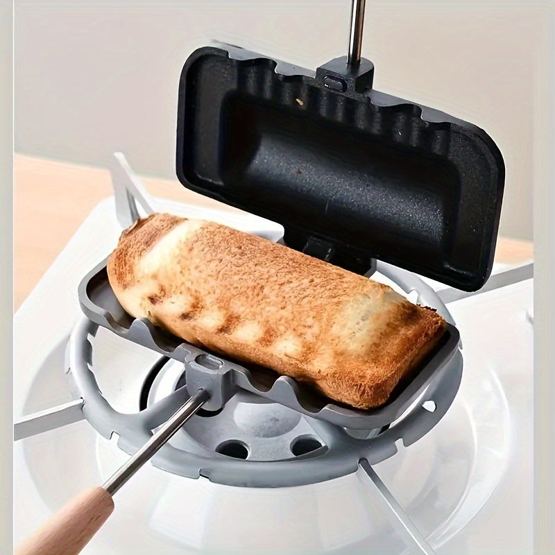 1 pieza, fabricante de sándwiches de lujo de doble cara, antiadherente, fácil de cocinar para desayunos perfectos, waffles y hamburguesas, liberación fácil de alimentos, gadget de cocina que ahorra espacio y herramienta esencial para hornear en la cocina
