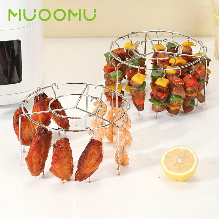 Brochetas de Acero Inoxidable con Ganchos Colgantes - Kit Accesorio para Freidora de Aire y Horno, Palitos para Parrilla BBQ para Kebabs de Carne