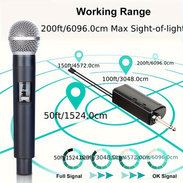 Micrófonos inalámbricos portátiles duales con batería recargable de iones de litio de 1500mAh, carga USB dinámica de micrófonos sin cable con conector de 6,35 mm, sonido claro para karaoke, bodas, fiestas, iglesia, enseñanza - Ideal regalo de Navidad