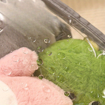 2 piezas de bolsa transparente para almacenamiento de juguetes, caja grande plegable impermeable para muñecos de peluche y bloques de construcción