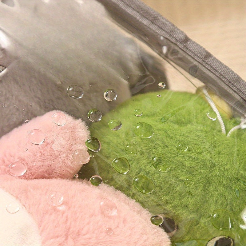 2 piezas de bolsa transparente para almacenamiento de juguetes, caja grande plegable impermeable para muñecos de peluche y bloques de construcción