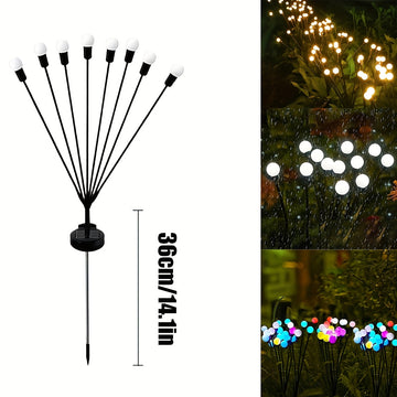 Luces Solares de Jardín FACHOI con Lucecitas LED - 12 Luces Cálidas Blancas, 8 Modos de Iluminación, Impermeable, Decoración para Exteriores y Caminos en Fiestas, Bodas y Festivales