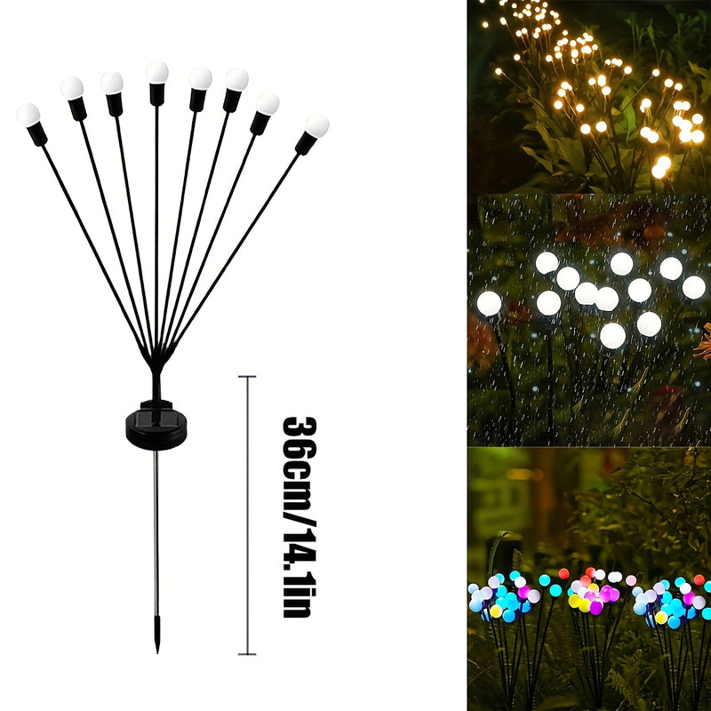 Luces Solares de Jardín FACHOI con Lucecitas LED - 12 Luces Cálidas Blancas, 8 Modos de Iluminación, Impermeable, Decoración para Exteriores y Caminos en Fiestas, Bodas y Festivales