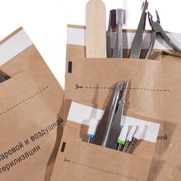 50pcs Bolsa de Calor Seco Desechable para Uñas, Bolsa Kraft para Utensilios de Uñas, Tijeras Metálicas, Pinzas, Bolsa para Cabeza de Molienda, Limpieza en Seco