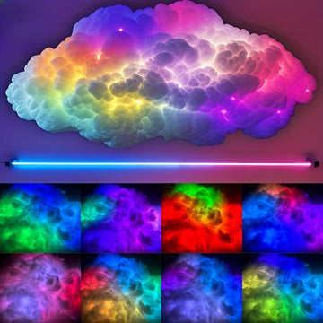 Luz inteligente RGBIC con nube de trueno con sincronización de música y activación de sonido - Iluminación de estado de ánimo LED para salas de juego, fiestas, efectos de tormentas dinámicas, control de voz, iluminación de ambiente interior (idea perfect