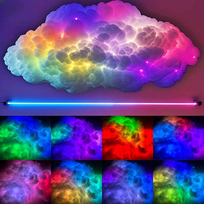 Luz inteligente RGBIC con nube de trueno con sincronización de música y activación de sonido - Iluminación de estado de ánimo LED para salas de juego, fiestas, efectos de tormentas dinámicas, control de voz, iluminación de ambiente interior (idea perfect