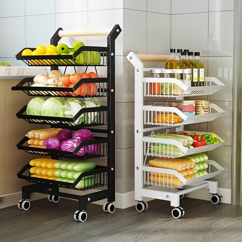 Carro de Acero Inoxidable Resistente con Ruedas Antideslizantes y Freno, Sin Necesidad de Montaje - Diseño Compacto para Cocina, Oficina o Almacén - Ideal para Hogar y Uso Comercial - HEART LEAF, Construcción Robusta, Duradero, Almacenamiento Móvil, Pers