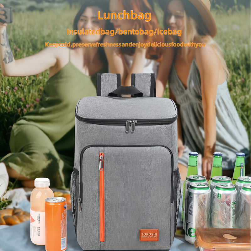 Bolsa de almuerzo aislada de tela Oxford 2025, tejido Oxford grueso, paquete de hielo negro para exteriores, ideal para pícnic y aventuras al aire libre, bolsa de hombro, sin contacto con alimentos, regreso a la escuela.