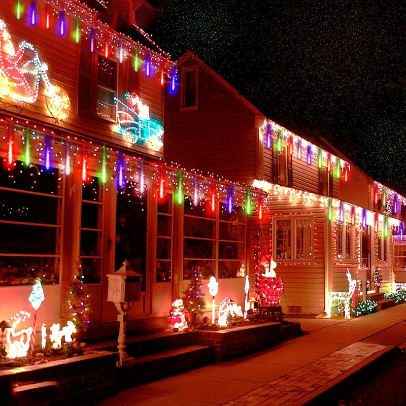 1 juego de luces de cascada de meteoritos - Luces de lluvia, hielo y nieve para jardín, bodas, fiestas, Navidad y Halloween, luces solares para exteriores