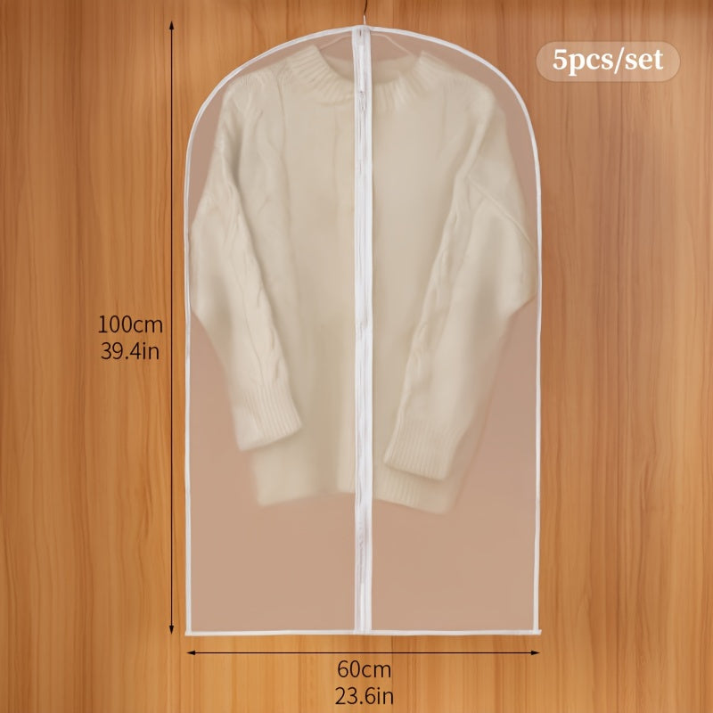 5 piezas, funda de polvo para ropa, bolsa de colgar ropa y trajes transparente y impermeable para el hogar
