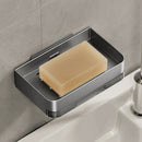 Porta Jabonera de Acero Inoxidable con Bandeja de Drenaje - Montaje en Pared, Sin Taladro, Diseño Rectangular para Baño y Cocina - Solución de Almacenamiento Elegante y Duradera para Dispensador de Jabón de Manos