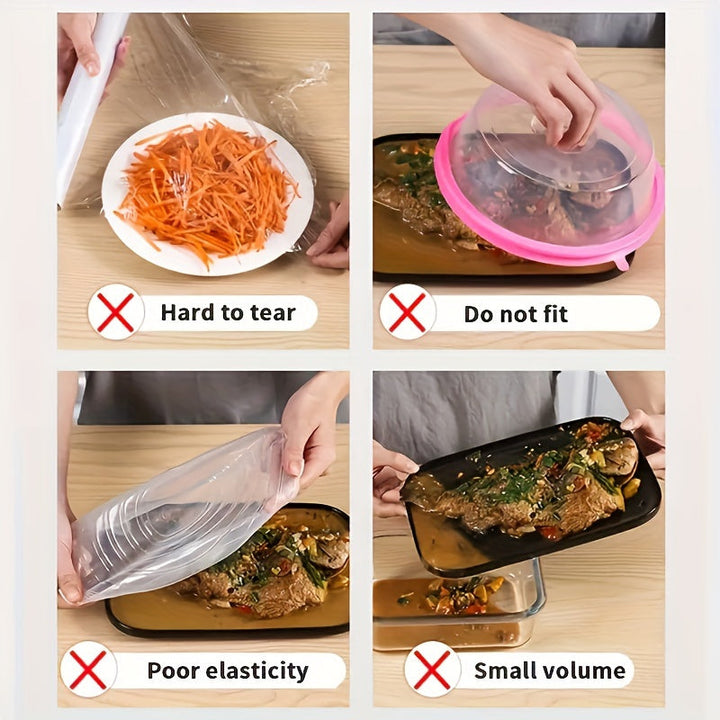 100pcs Cubiertas de Plástico Desechables Extra Grandes - Grado Alimenticio, Adecuadas para Tazones y Platos, Perfectas para Restaurantes, Barbacoas y Uso Doméstico, Tiendas de Barbacoa, Cobertura Universal para Tazones y Platos