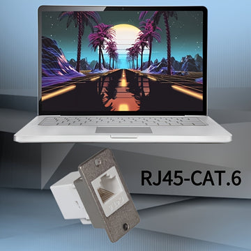 Adaptador de Línea Eléctrica 2 piezas - Plateado con Tornillo Fijo Hembra a Hembra RJ45 CAT.6
