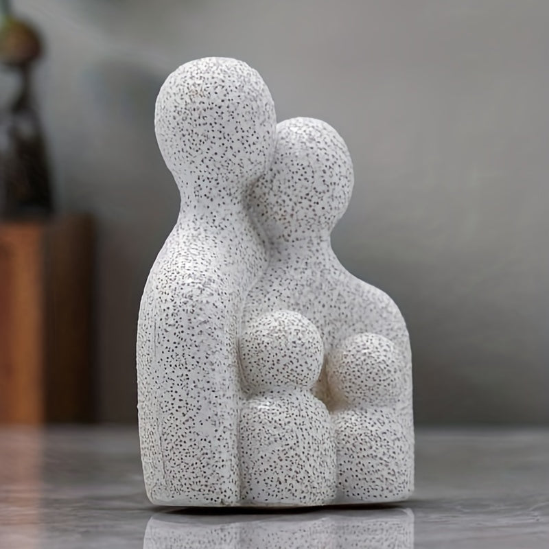 Figurilla familiar de resina blanca encantadora - Decoración artística para el hogar, perfecta para decorar habitaciones