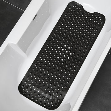 Alfombra de Bañera Extra Larga Antideslizante con Agujeros de Drenaje y Ventosas - Lavable a Máquina, Duradera, Alfombra de Ducha de PVC para Hogar, Hotel, Viaje en Coche - Disponible en Múltiples Colores