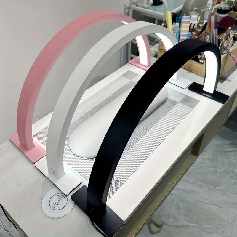 1 pieza de lámpara arco con botón de control de brillo y temperatura de color ajustable, baja alergia, alimentada por USB, forma de media luna, perfecta para arte de uñas, extensiones de pestañas, tatuajes y cuidado de luz beige en salones de uñas, injer