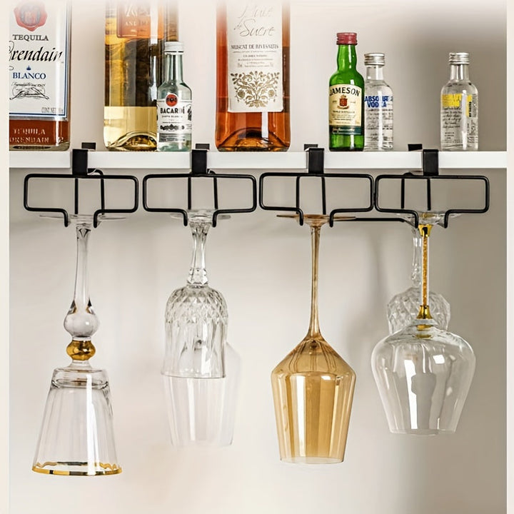 Gabinete de vino de lujo con luz para copas altas, estante de almacenamiento para copas de vino tinto, estante invertido para copas, estante colgante para el hogar sin perforaciones.