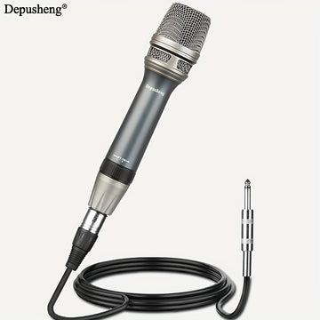 Micrófono vocal dinámico DEPUSHENG C90, profesional de bobina móvil unidireccional, cable de audio XLR, patrón de polaridad cardioides, con función silenciosa, conector de 6,35 mm, para karaoke, videojuegos, videoconferencias, transmisión, grabación
