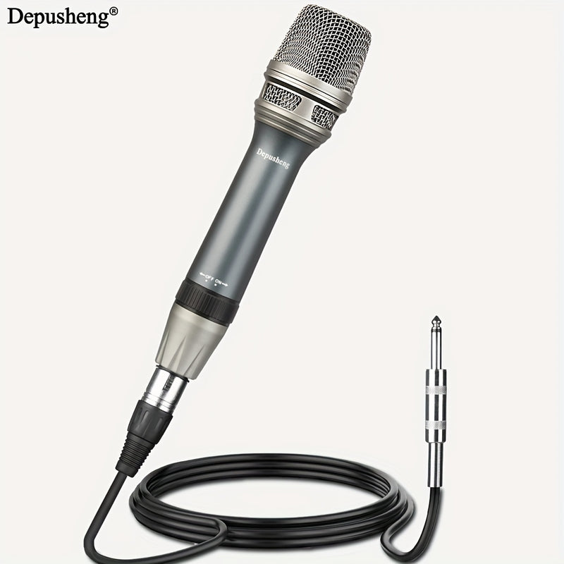 Micrófono vocal dinámico DEPUSHENG C90, profesional de bobina móvil unidireccional, cable de audio XLR, patrón de polaridad cardioides, con función silenciosa, conector de 6,35 mm, para karaoke, videojuegos, videoconferencias, transmisión, grabación
