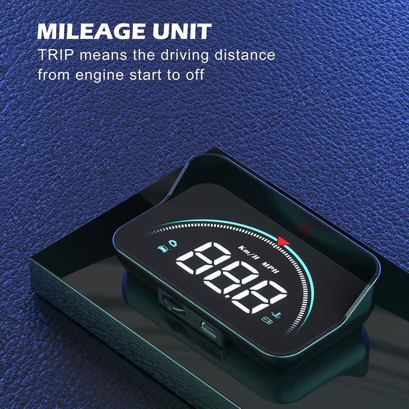 Pantalla de proyección de coche M8 OBD2 HUD, conmutable MPH/KMH, pantalla HD de 3,5 pulgadas, velocímetro del vehículo, temperatura, RPM, voltaje, batería no incluida, accesorio de dashboard universal para vehículos