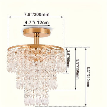 1 pieza de moderna elegante mini candelabro de cristal - Lujo moderno, luz de techo semi-inclinada, perfecta para fiestas de vacaciones, restaurantes, hoteles, dormitorios y salas de estar, estructura metálica, incluye hardware de instalación - Bombilla