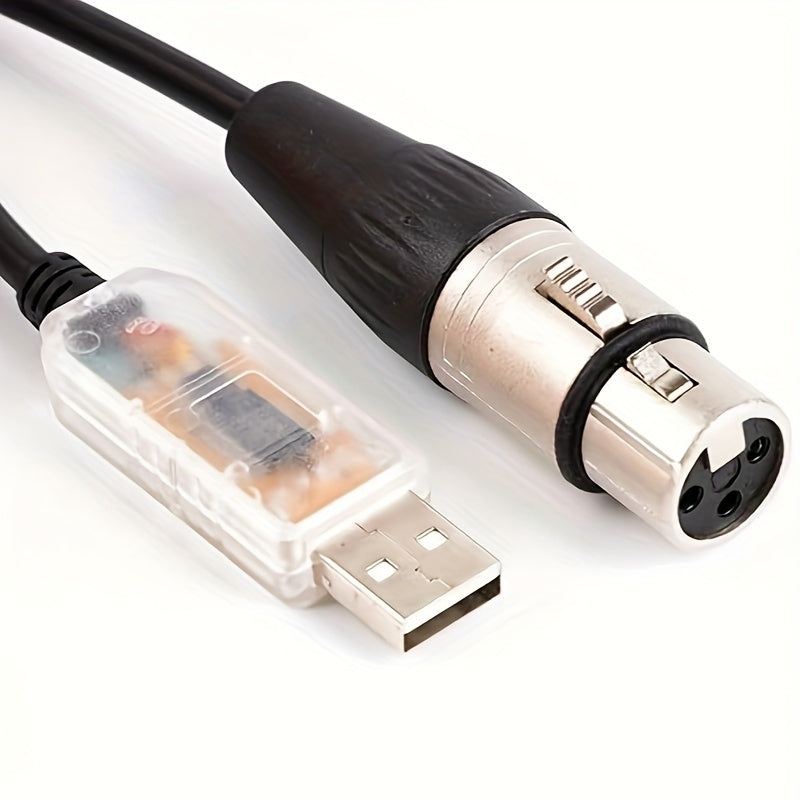 Adaptador de interfaz XLR 3 pines a DMX512 USB, compatible con el software Freestyler, para control de iluminación de escenario, controlador de luz, controlador de intensidad, conversor de serie RS485, cable de soporte, compatible con Windows 7/8/10, Mac