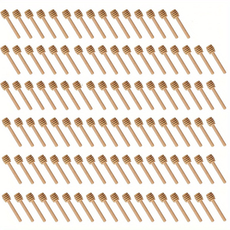 100pcs Mini Cuchara De Madera Para Miel, Mango Largo De Madera Para Miel, Suministros Para Tarros De Miel, Varilla Para Mezclar Té Con Leche, Herramientas Para Postres, Gadget De Cocina