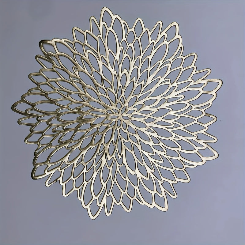 1 Juego De 4/6 Piezas, Manteles Individuales Huecos Metálicos De Vinilo Prensado Para Mesa De Comedor, Centro De Mesa De Boda, Manteles Individuales Decorativos Redondos, Protección De Mesa, Decoración De Mesa De Comedor De Cocina Para El Hogar
