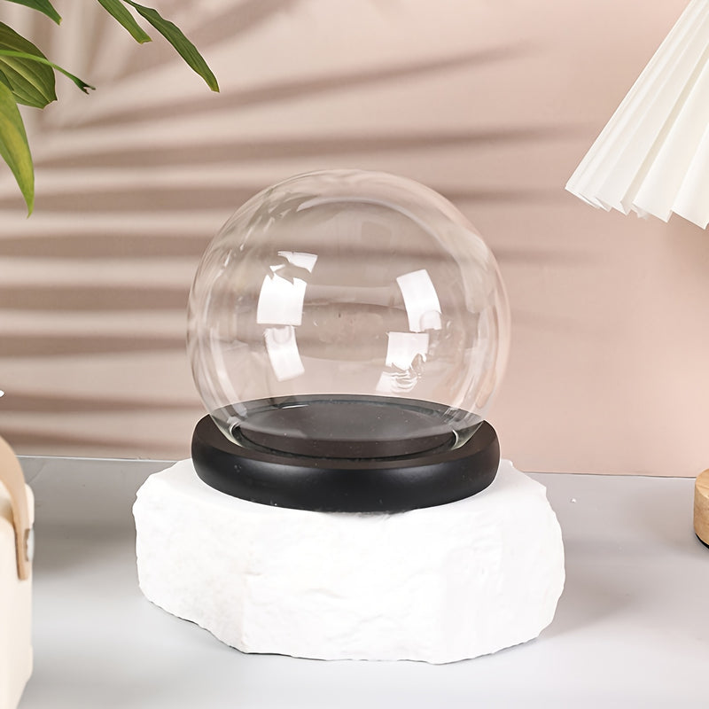 Cubierta de Domo de Vidrio con Base de Madera Maciza - Protector Transparente Antipolvo para Mesas en Decoración del Hogar, Oficina, Jardines en Miniatura y Terrarios - Diseño Moderno Minimalista , Protección para Terrario | Decoración Minimalista Modern