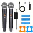 Micrófonos inalámbricos portátiles duales con batería recargable de iones de litio de 1500mAh, carga USB dinámica de micrófonos sin cable con conector de 6,35 mm, sonido claro para karaoke, bodas, fiestas, iglesia, enseñanza - Ideal regalo de Navidad
