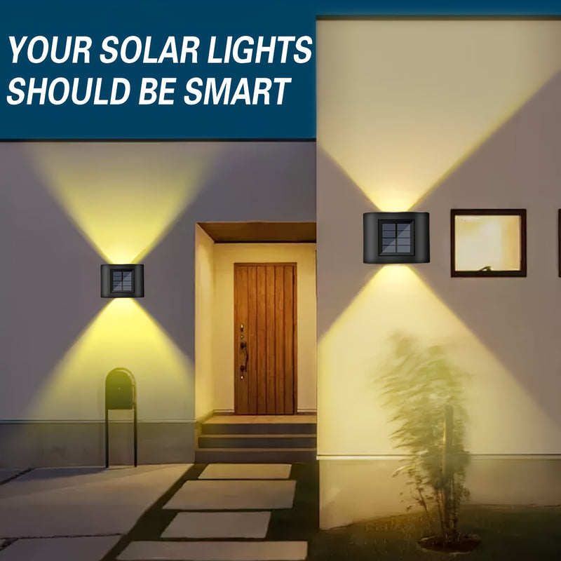 4 unidades de luces de valla de 6 LED alimentadas por energía solar para jardín, disponibles en blanco cálido o blanco frío, perfectas para patios al aire libre, céspedes de jardín, vallas de patio, entradas de vehículos y decoraciones de fiestas.