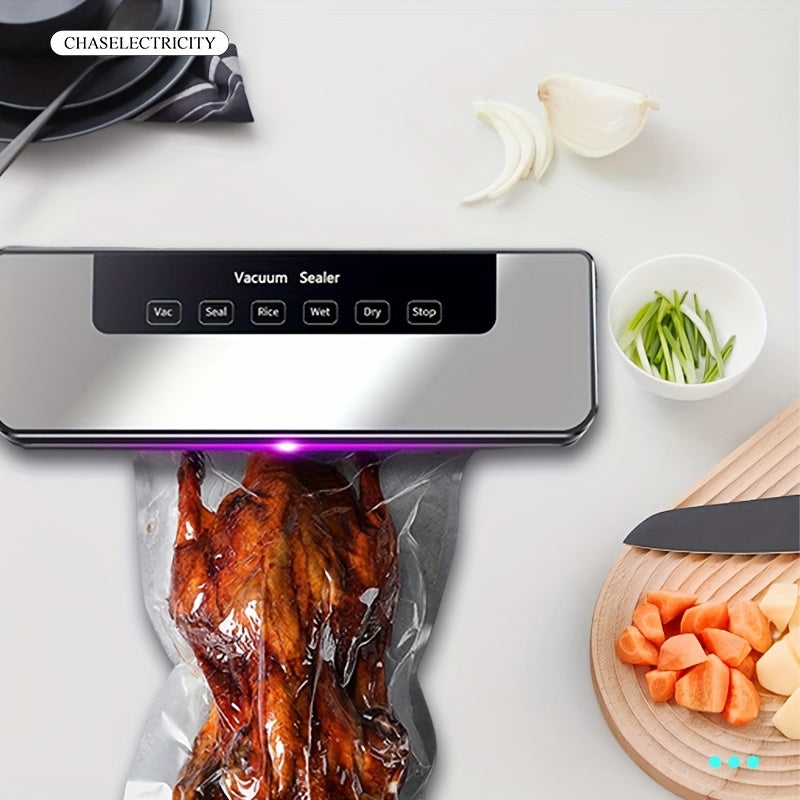 Máquina de sellado al vacío totalmente automática para el hogar, máquina pequeña de sellado y conservación de plástico para cocina, máquina de envasado al vacío de alimentos, sellado automático del aire de alimentos, máquina de sellado al vacío adecuada