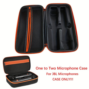 Estuche de Viaje EVA con Doble Micrófono para Micrófonos Inalámbricos J.B.L - Impermeable, Antigolpes, Bolsa de Transporte Negra con Compartimentos Dedicados y Bolsillo para Accesorios, Estuche para Micrófono
