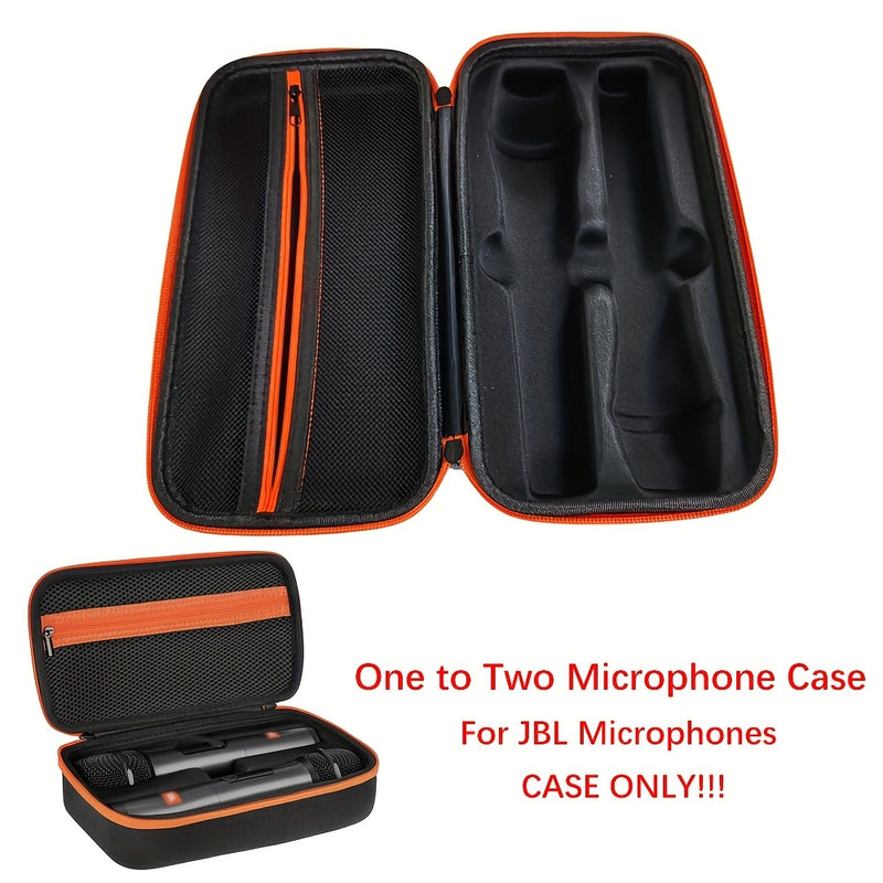 Estuche de Viaje EVA con Doble Micrófono para Micrófonos Inalámbricos J.B.L - Impermeable, Antigolpes, Bolsa de Transporte Negra con Compartimentos Dedicados y Bolsillo para Accesorios, Estuche para Micrófono